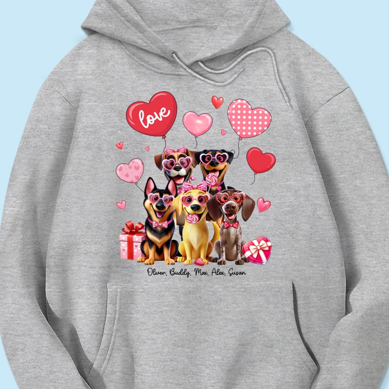 Personalized Heart Balloon Shirt For Dog Mom, 3D Cute Dogs