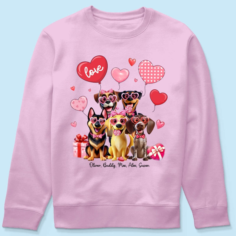 Personalized Heart Balloon Shirt For Dog Mom, 3D Cute Dogs
