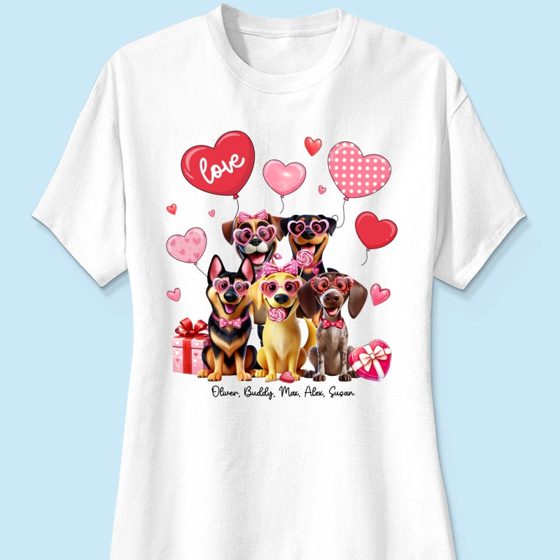 Personalized Heart Balloon Shirt For Dog Mom, 3D Cute Dogs