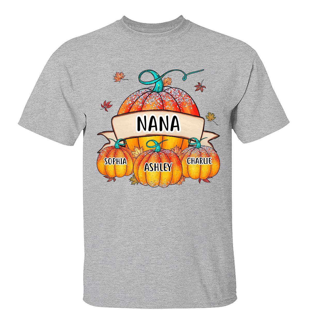 Colorful Pumpkins Grandma Mom Kids Fall Season Personalized Shirt
