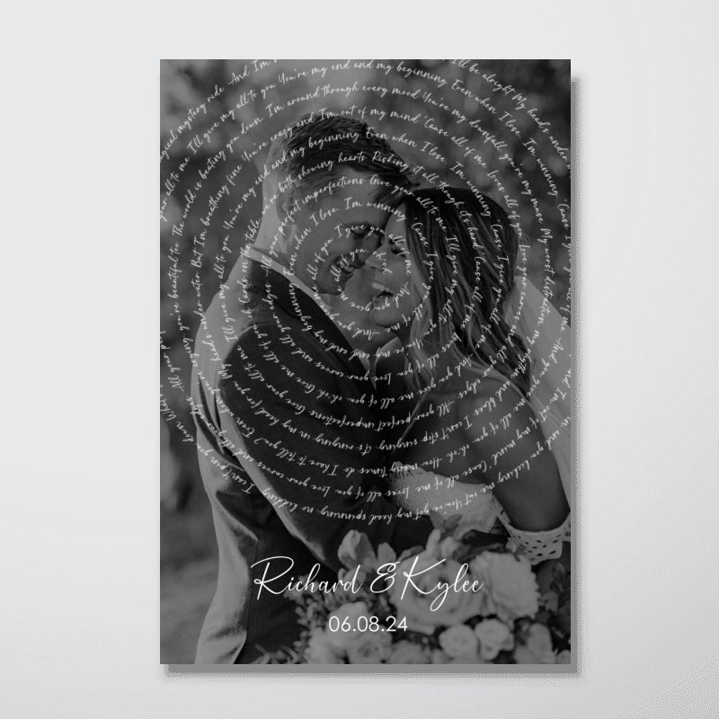Wedding Song Lyrics with Photo Personalized First Dance Poster, Heartfelt Gift for her & for him, Vinyl Record