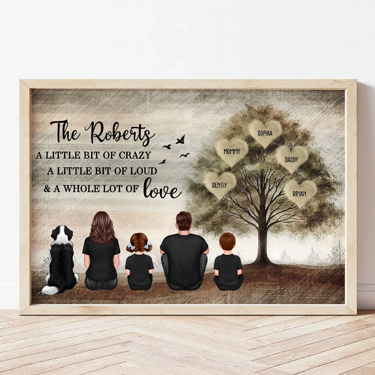 Family Sitting Back view Whole Lot Of Love Personalized Poster, Gift for Husband, Wife, Dad, Mom