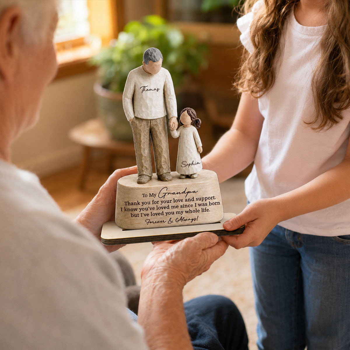 I've Loved You My Whole Life Grandpa & Grandkid 2D Flat Printed - Personalized 2-Layered Wooden Plaque - Sentimental Gift For Grandpa