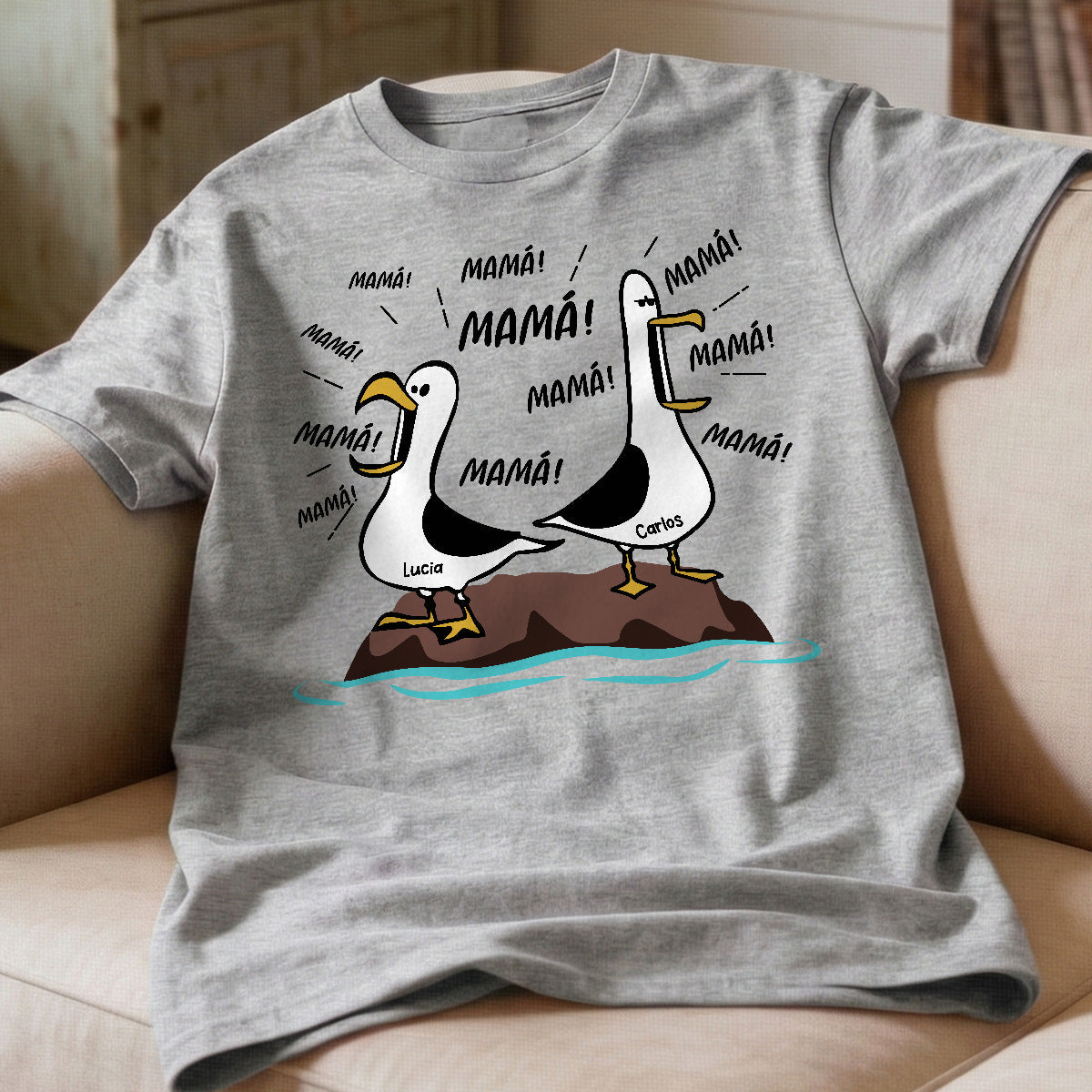 Gaviota Mam Mam Mam - Camiseta Personalizada - Regalo Divertido del Da de la Madre para Mam