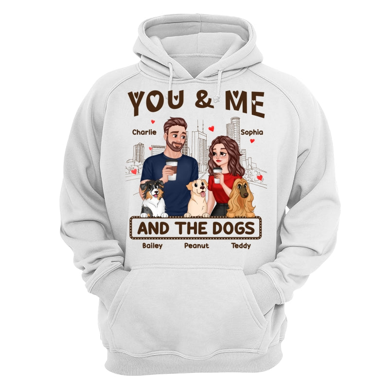 You Me & The Dog Cartoon Couple Hand In Hand Personalized Shirt