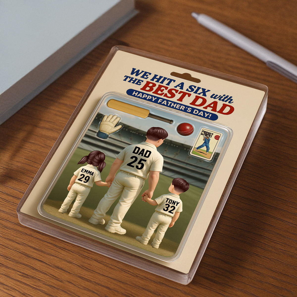 Hit A Six With The Best Dad Cricket Dad - Personalized Acrylic Block Plaque - Gift