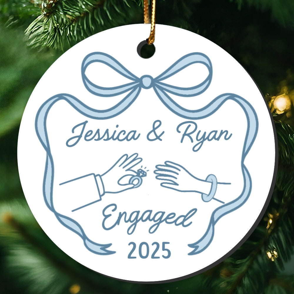 First Christmas Engaged Married Keepsake Personalized Ceramic Ornament