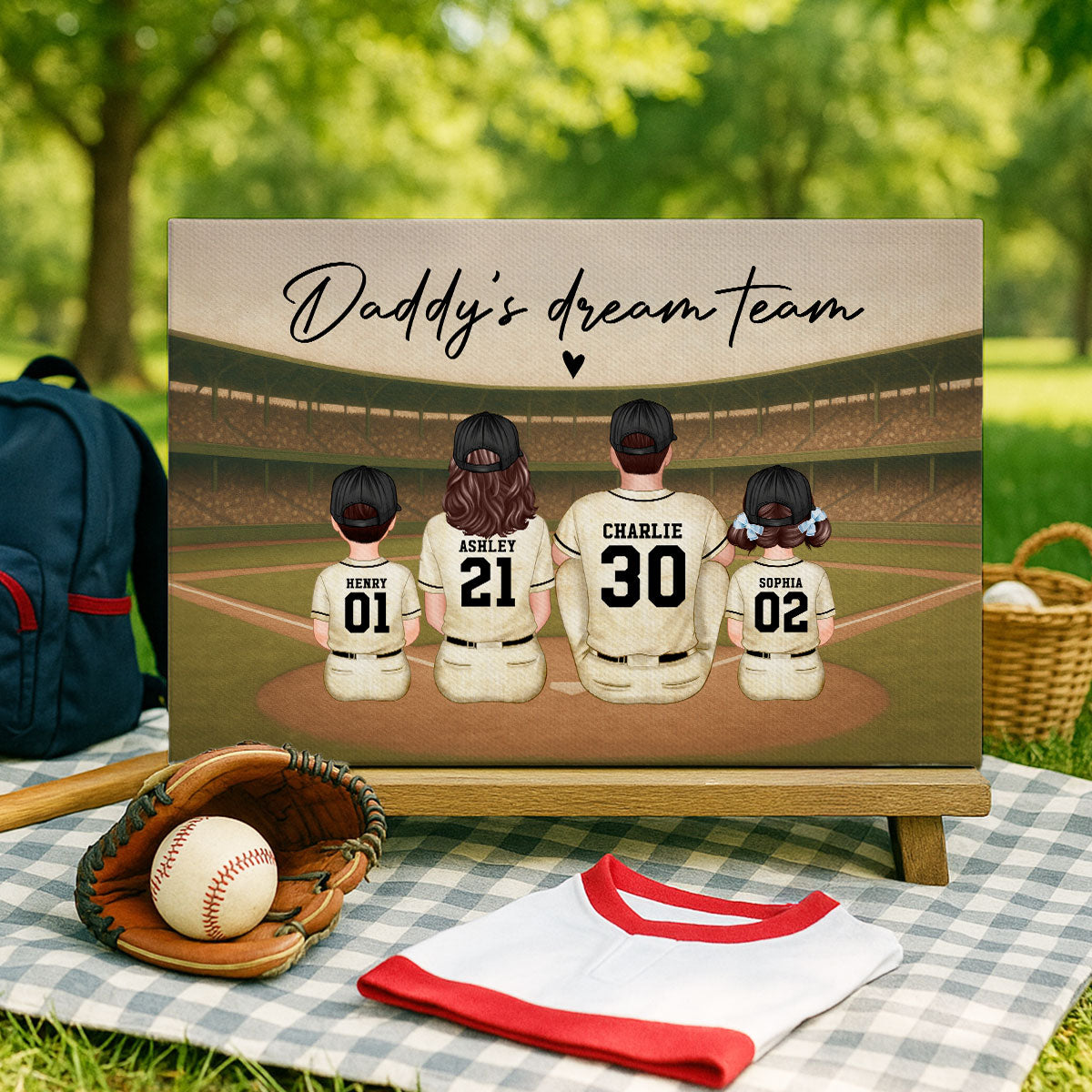 Retro Vintage Baseball Daddy's Dream Team Personalized Wrapped Canvas| Heartfelt Father's Day Gift For Dad, Husband