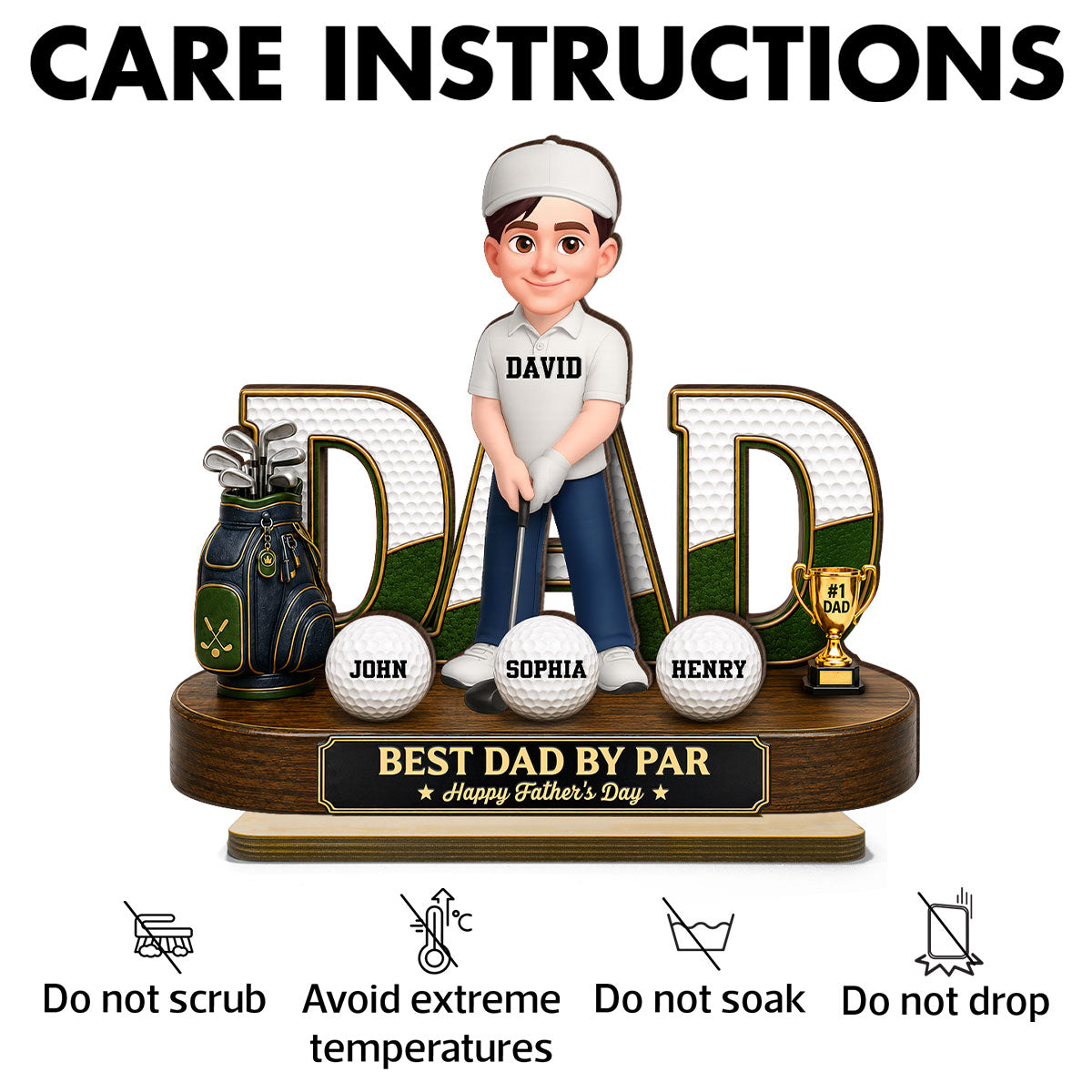 Golf Dad Legend Best Dad By Par - Personalized 2-Layered Wooden Plaque - Gift For Dad