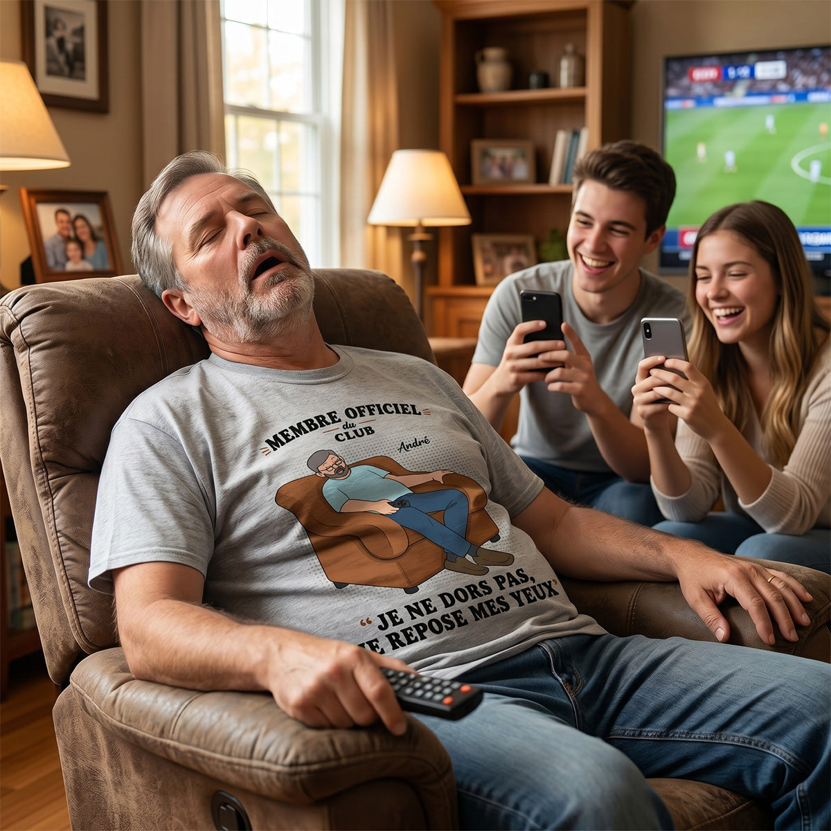 Membre du Club ""Je ne dors pas, je repose mes yeux"" – T-shirt Personnalis – Cadeau Rigolo fte des pres pour Papa & Papy