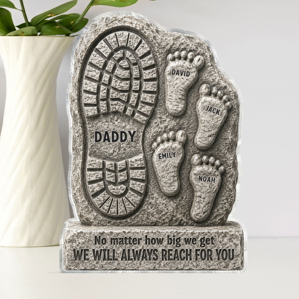 No Matter How Big We Get Always Reach For You Dad - Personalized Acrylic Block Plaque - Heartfelt Gift For Dad, Husband
