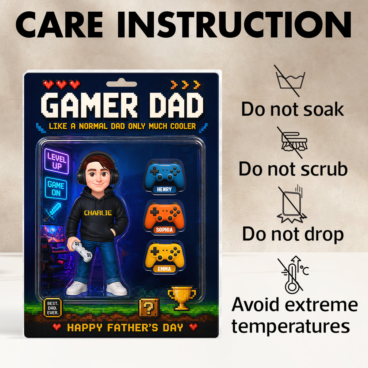 Gamer Dad More Cooler - Personalized Acrylic Block Plaque - Gift For Gamer Dad, Husband