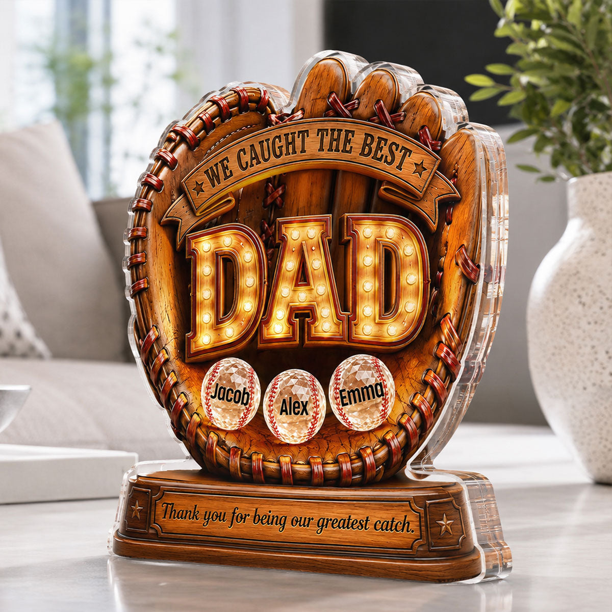 Great Baseball Dad - Personalized Acrylic Block Plaque - Gift for Dad, Husband