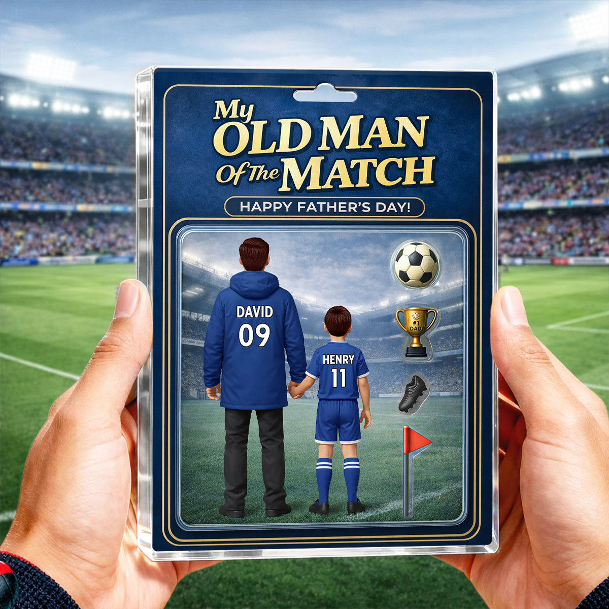 My Old Man Of The Match - Personalised Acrylic Block Plaque - UK Gift For Football Dad