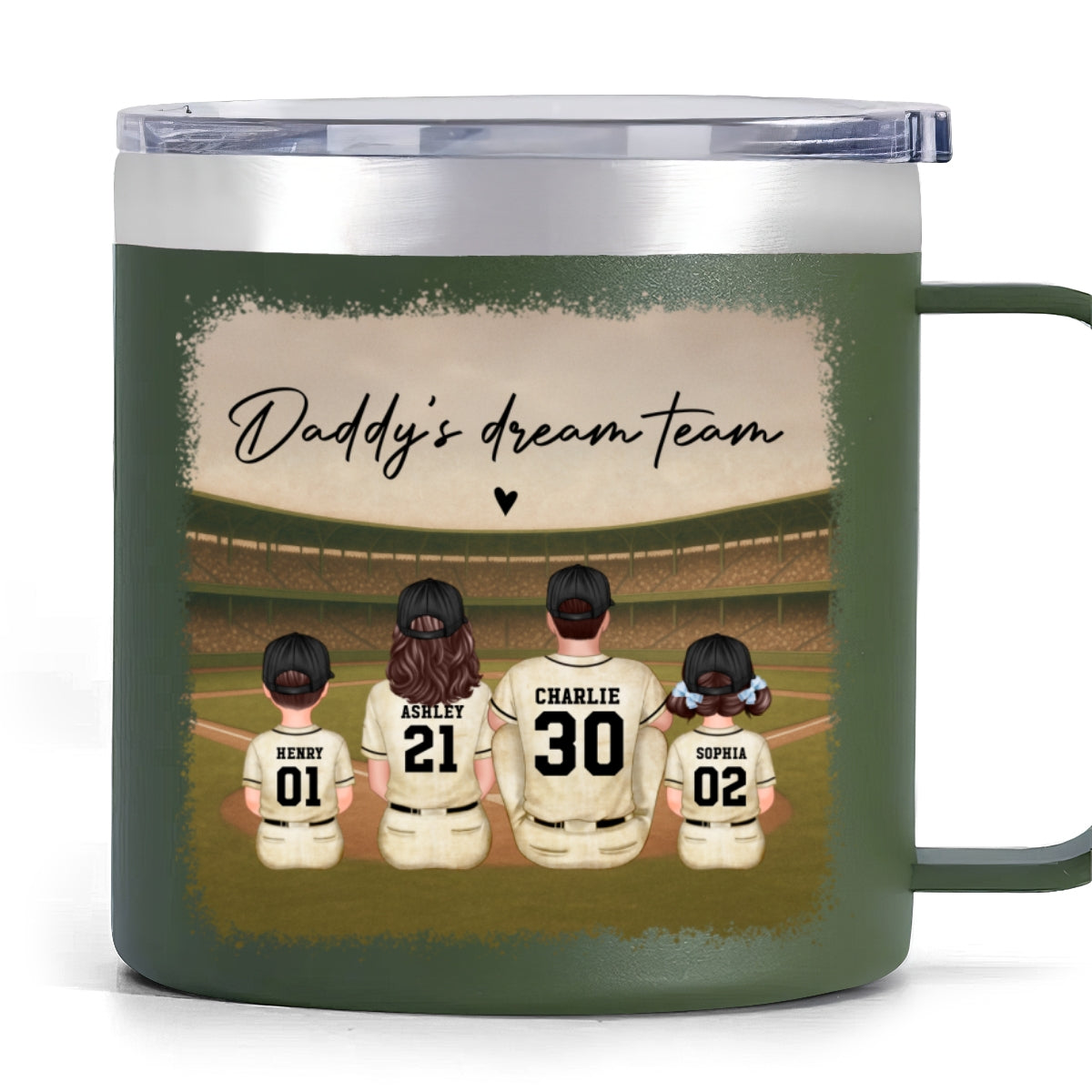 Retro Vintage Baseball Daddy's Dream Team Personalized Stainless Steel Tumbler, Gift For Dad
