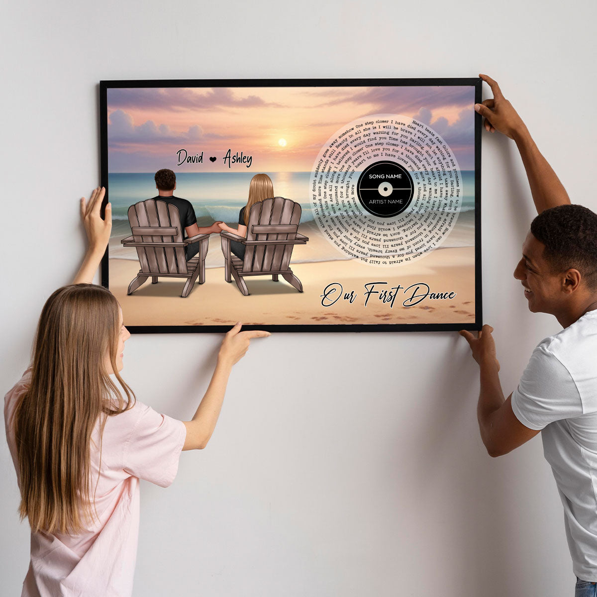 You And Me Beach Landscape Favorite Song Vinyl Lyrics Personalized Poster, Heartfelt 2025 Gift, Anniversary Gift, Birthday Gift For Him, For Her, Boyfriend, Girlfriend, Husband, Wife