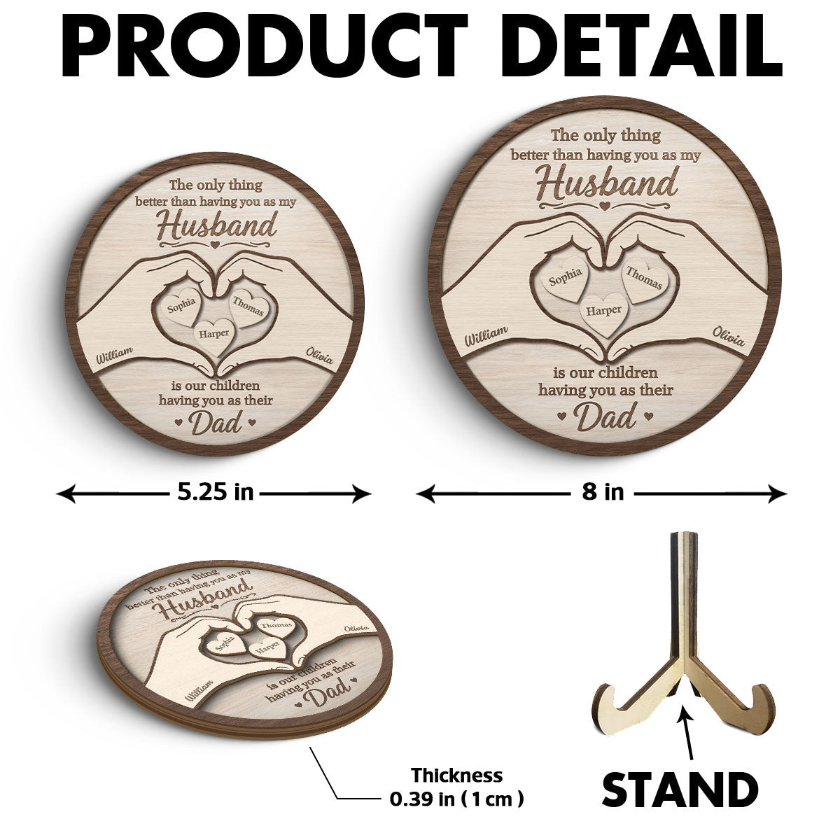 The Only Thing Having You As My Husband Hearts in Hands - Personalized 2-Layered Wooden Plaque - Gift For Husband