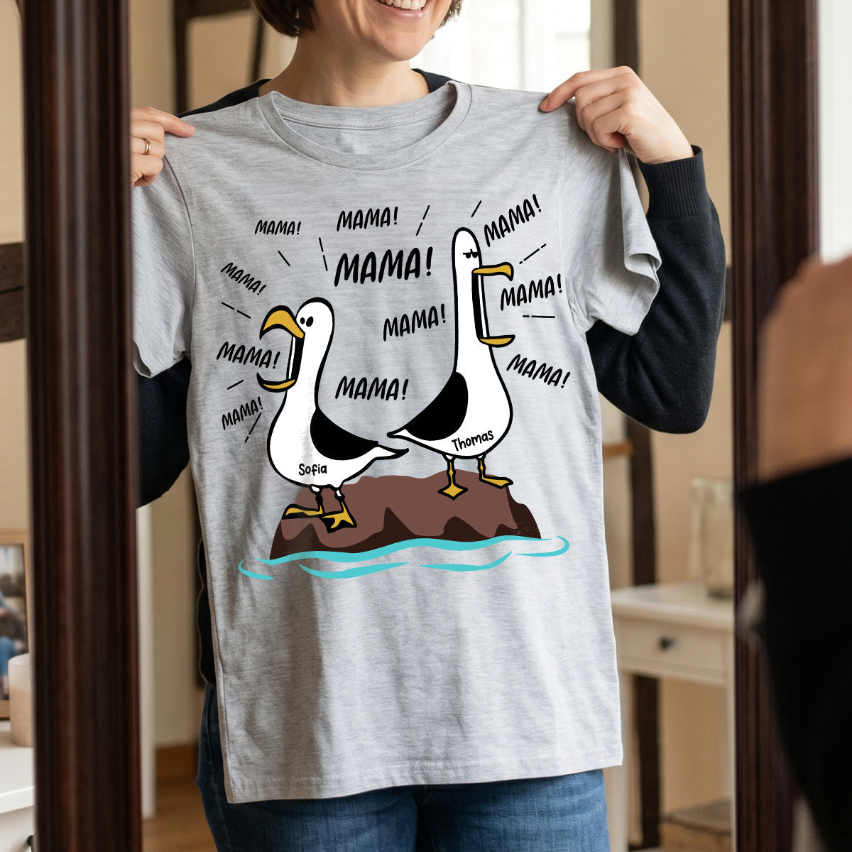 Mwen-Mama Mama! Mama! Mama! - Personalisiertes Shirt - Lustiges Muttertagsgeschenk fr Mutter