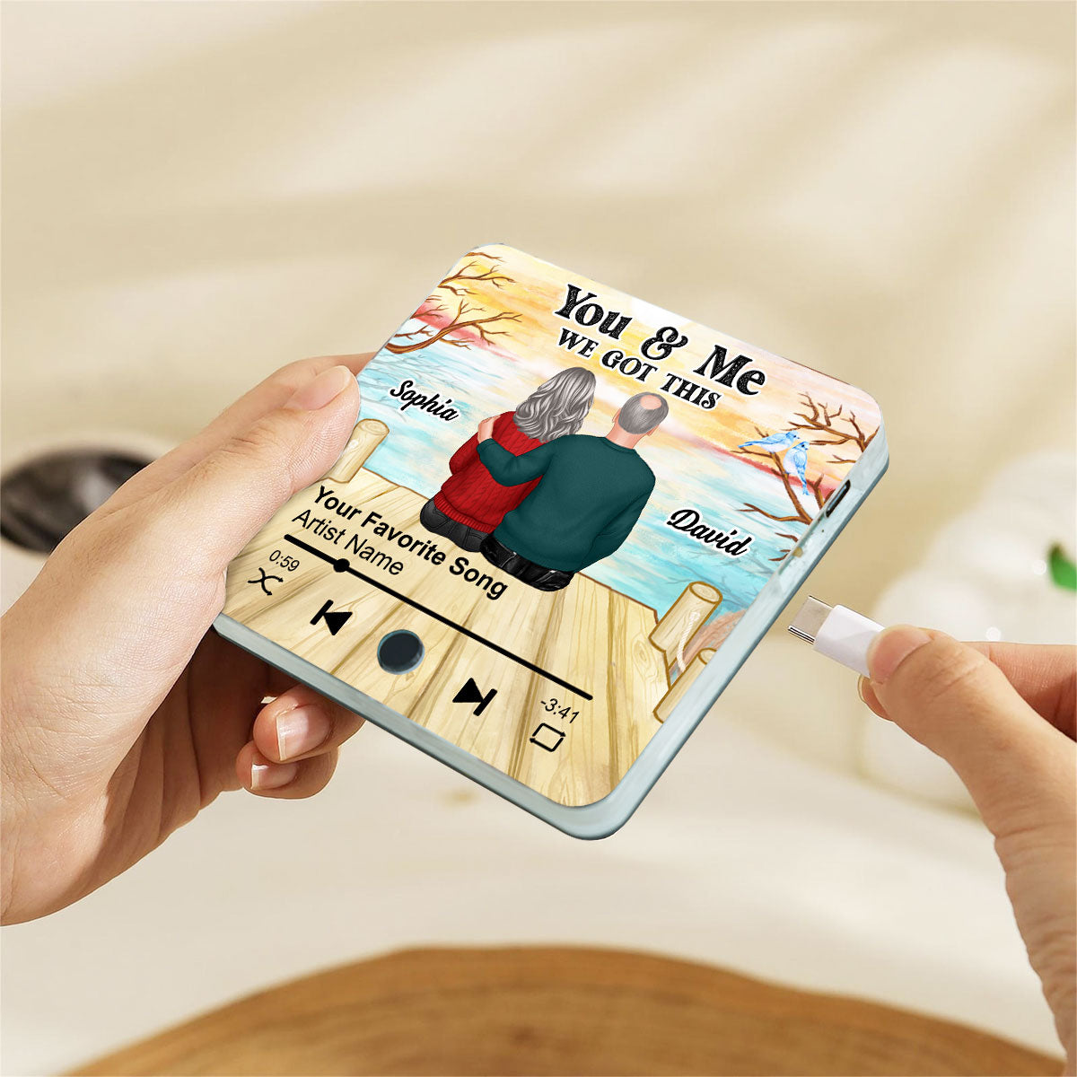 Couple Sitting Together Personalized Music Fridge Magnet, Heartfelt 2025 Gift For Couple, For Him, For Her, Boyfriend, Girlfriend, Husband, Wife