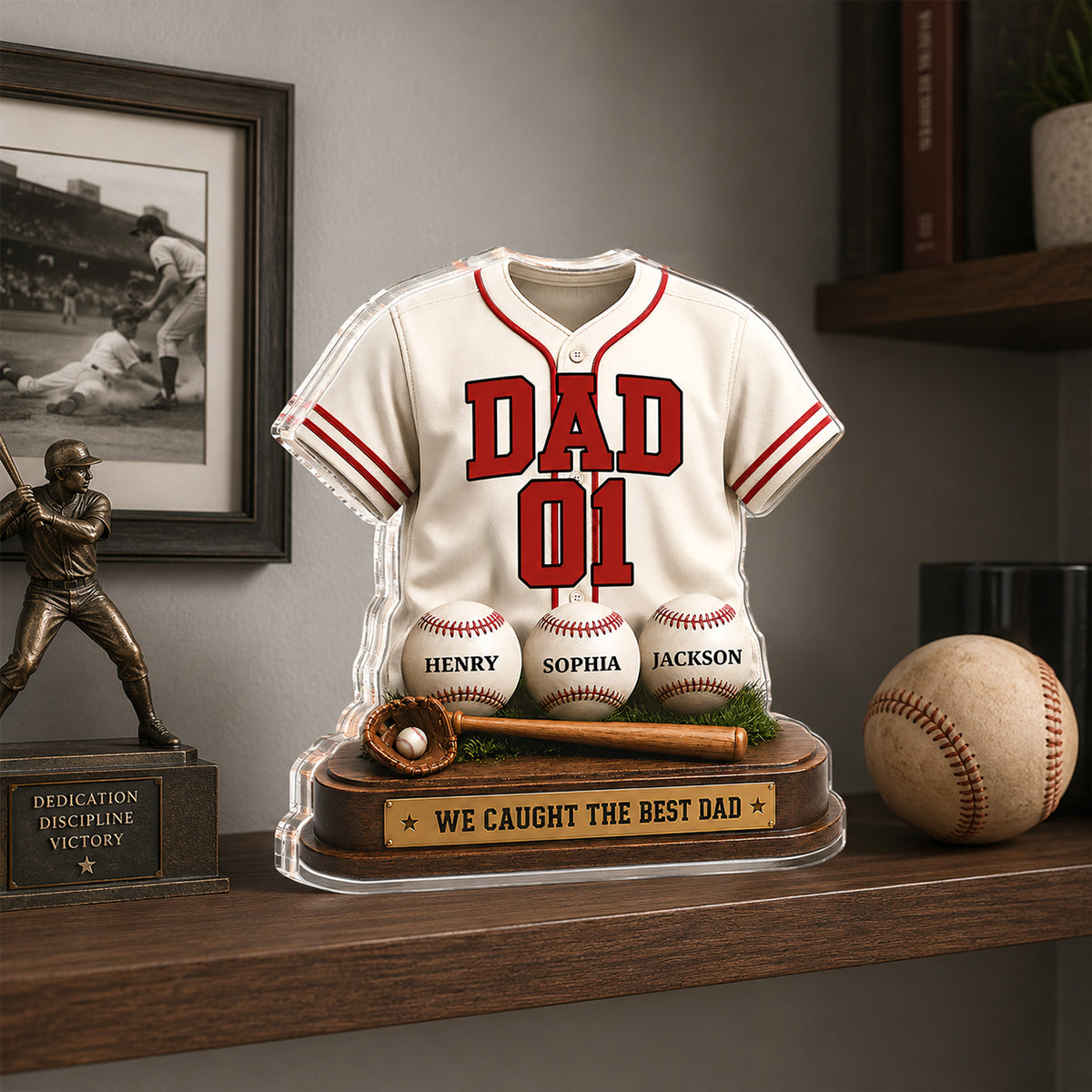 Baseball Dad Legend We Caught The Best Dad - Personalized Acrylic Block Plaque - Gift For Dad, Husband
