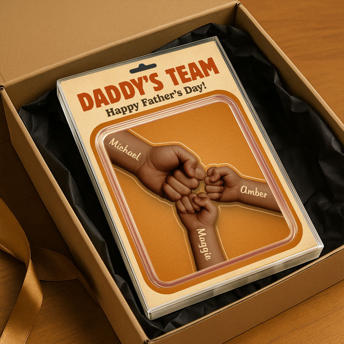 Daddy Team Fist Bump Custom Figure Personalized Acrylic Block Plaque, gift