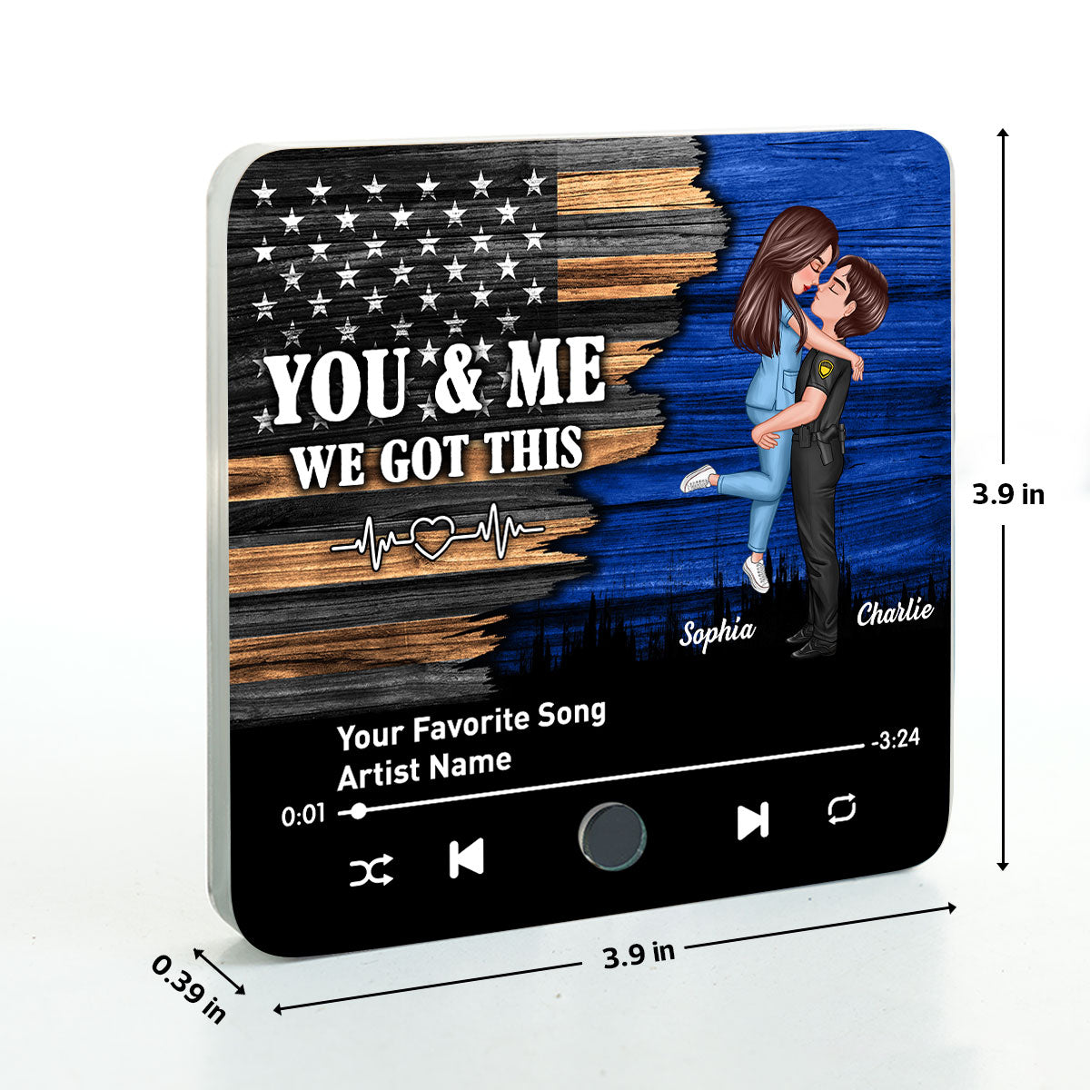 Hero Couple Hugging Kissing Favorite Song Personalized Music Fridge Magnet, Gift Gift For Her Gift For Him