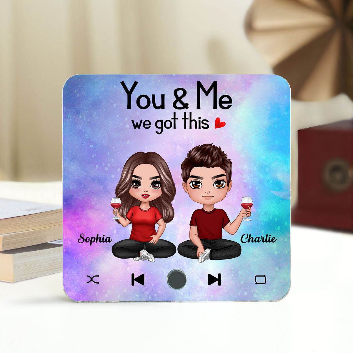 Doll Couple Sitting Together Since Favorite Song Personalized Music Fridge Magnet, Gift For Couple