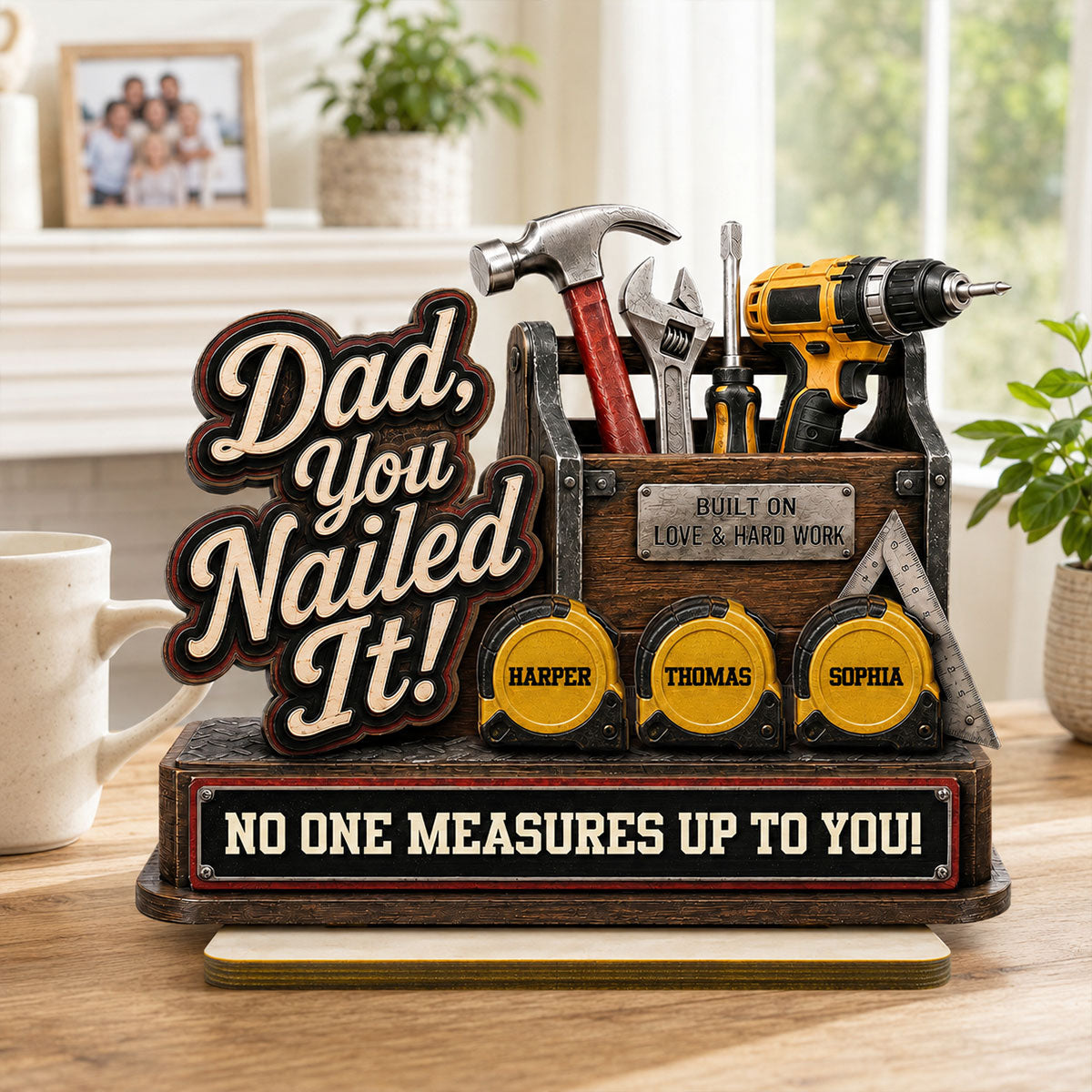 Dad You Nailed It Custom Name 2D Flat - Personalized 2-Layered Wooden Plaque - Gift For Dad