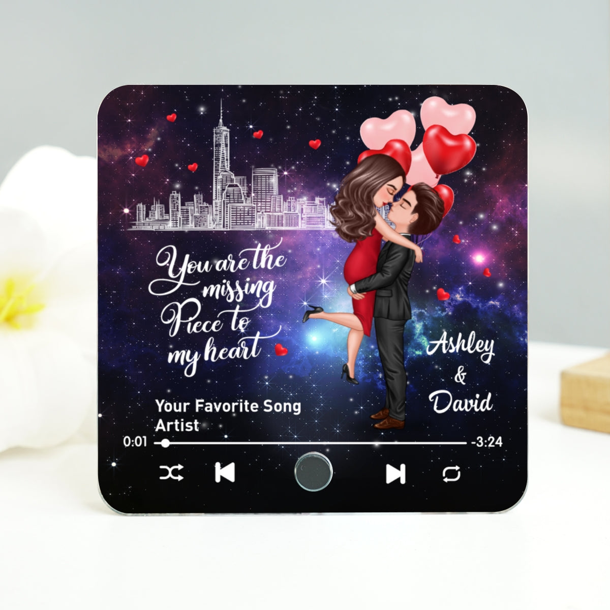The Missing Piece To My Heart Couple Kissing Favorite Song Personalized Music Fridge Magnet, Gift For Couple