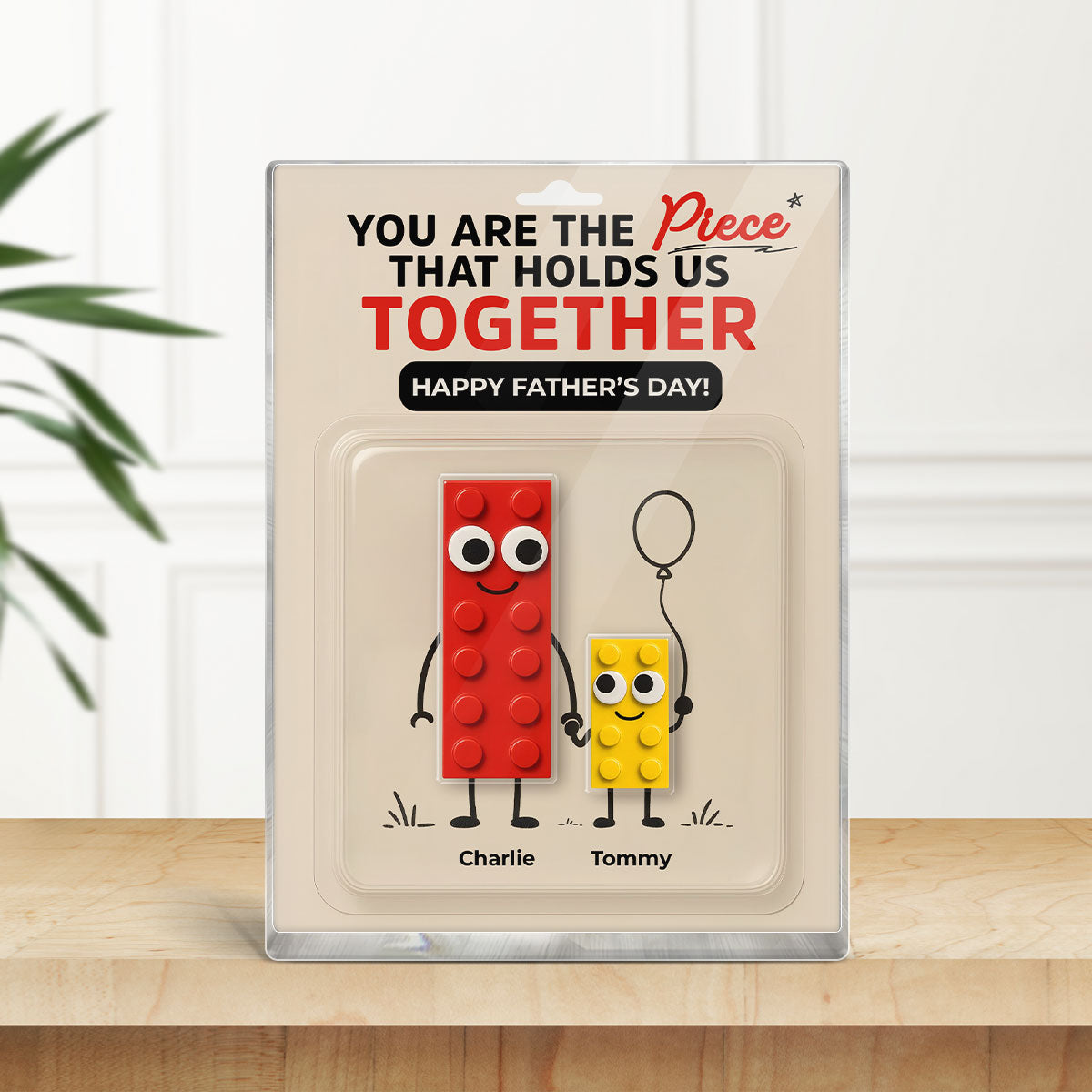 Dad And Kids Puzzle Personalized Toy Box Acrylic Block, gift for Dad, Gift for Husband