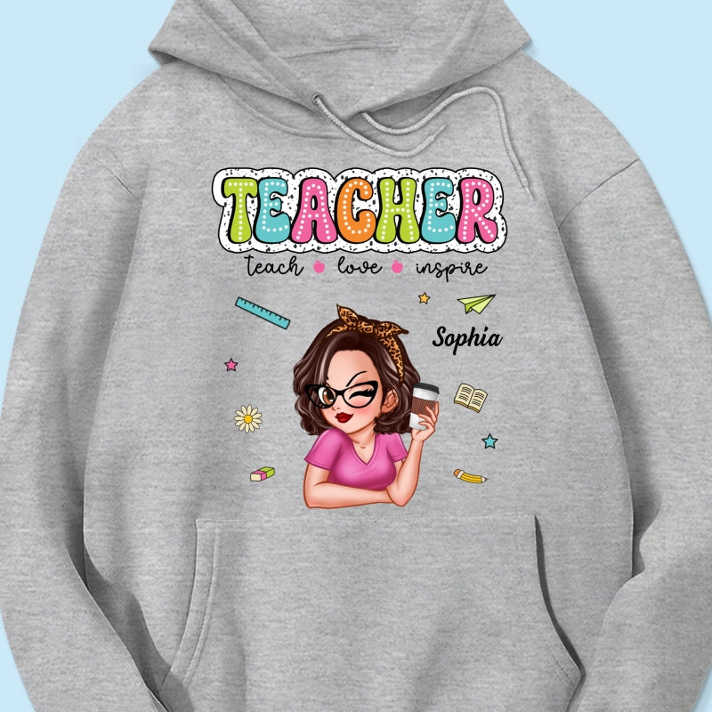 Teacher Teach Love Inspire Summer Personalized Shirt, Back To School, Teacher Appreciation, Teacher Gift