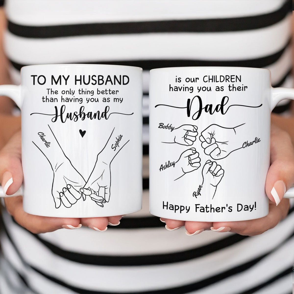 To My Husband Our Children Having You As Their Dad Outline Fist Bumps Personalized Mug