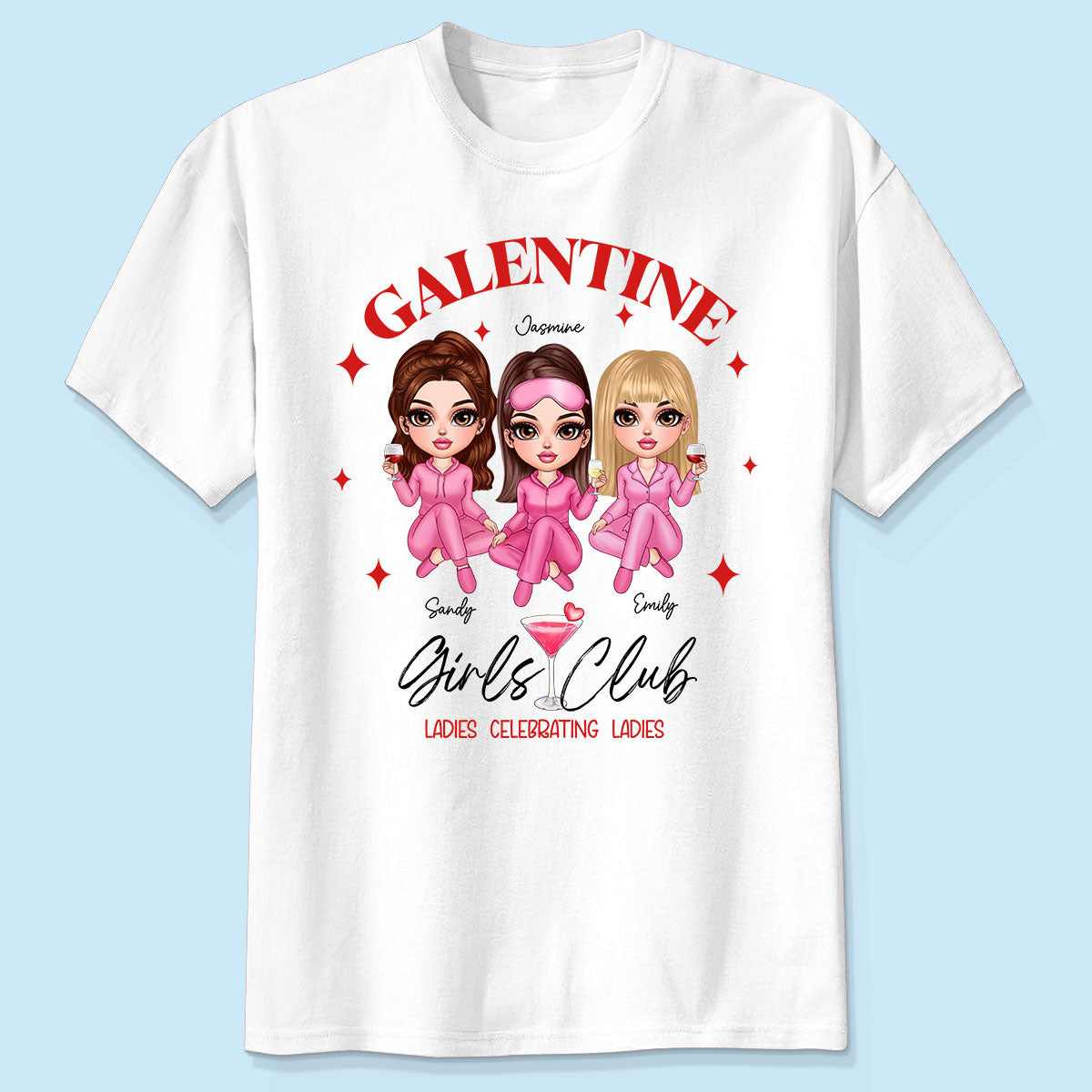 Galentine Girls Club Pajamas Girls Personalized Shirt, Shirt, Social Club, Besties Gift