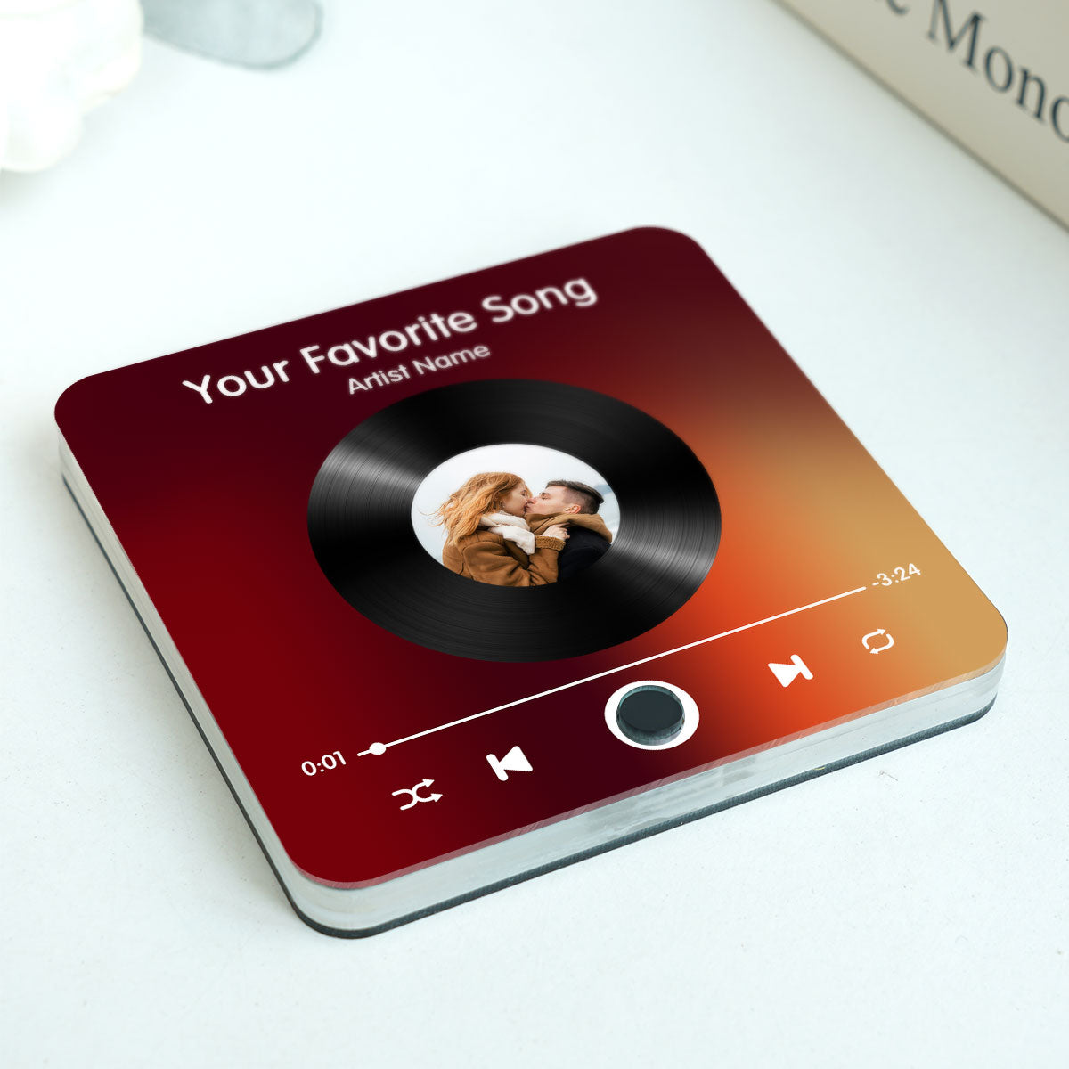 Custom Photo & Favorite Song Disc Personalized Music Fridge Magnet, Gift For Couple