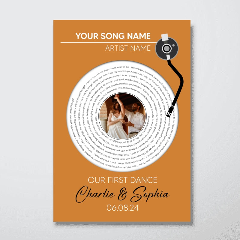 Upload Photo Custom Vinyl Lyrics Personalized Poster, Music Gift, Wedding Song Dance, Anniversary Gift For Him, For Her, For The Couple
