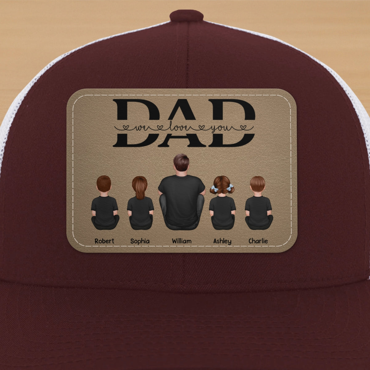 Dad We Love You Personalized Leather Patch Hat, Gift For Dad