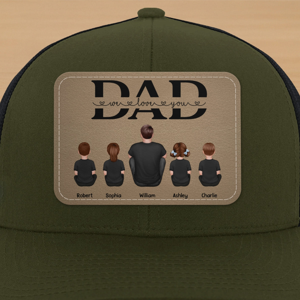 Dad We Love You Personalized Leather Patch Hat, Gift For Dad