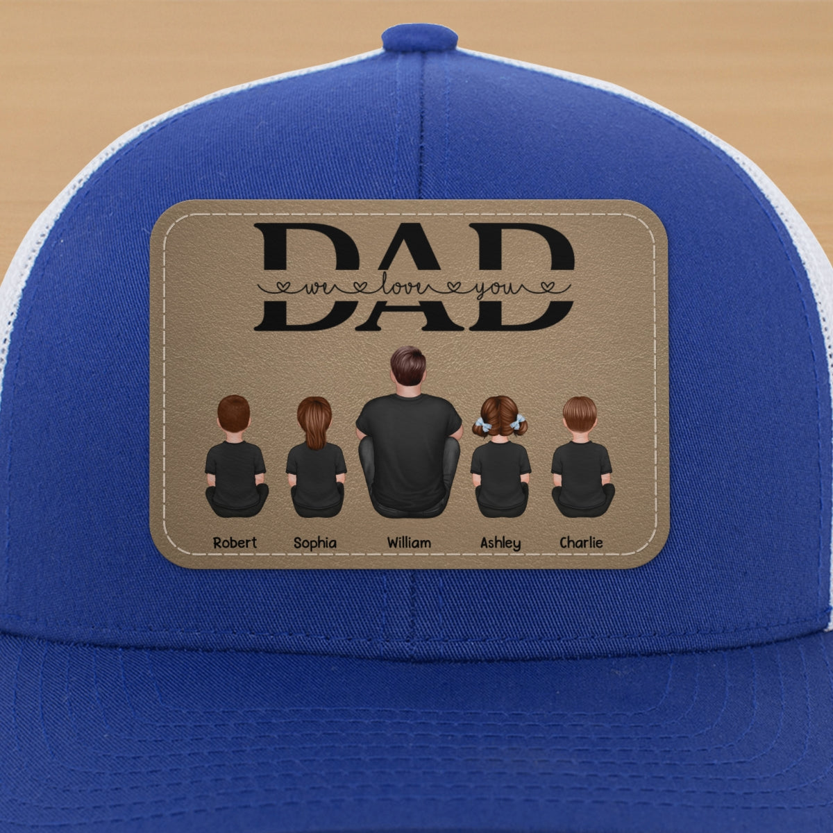 Dad We Love You Personalized Leather Patch Hat, Gift For Dad
