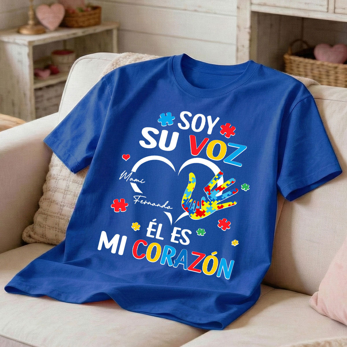 Soy Su Voz l Es Mi Corazn I'm His Voice He's My Heart - Personalized Shirt - Spanish Ver Autism Awareness