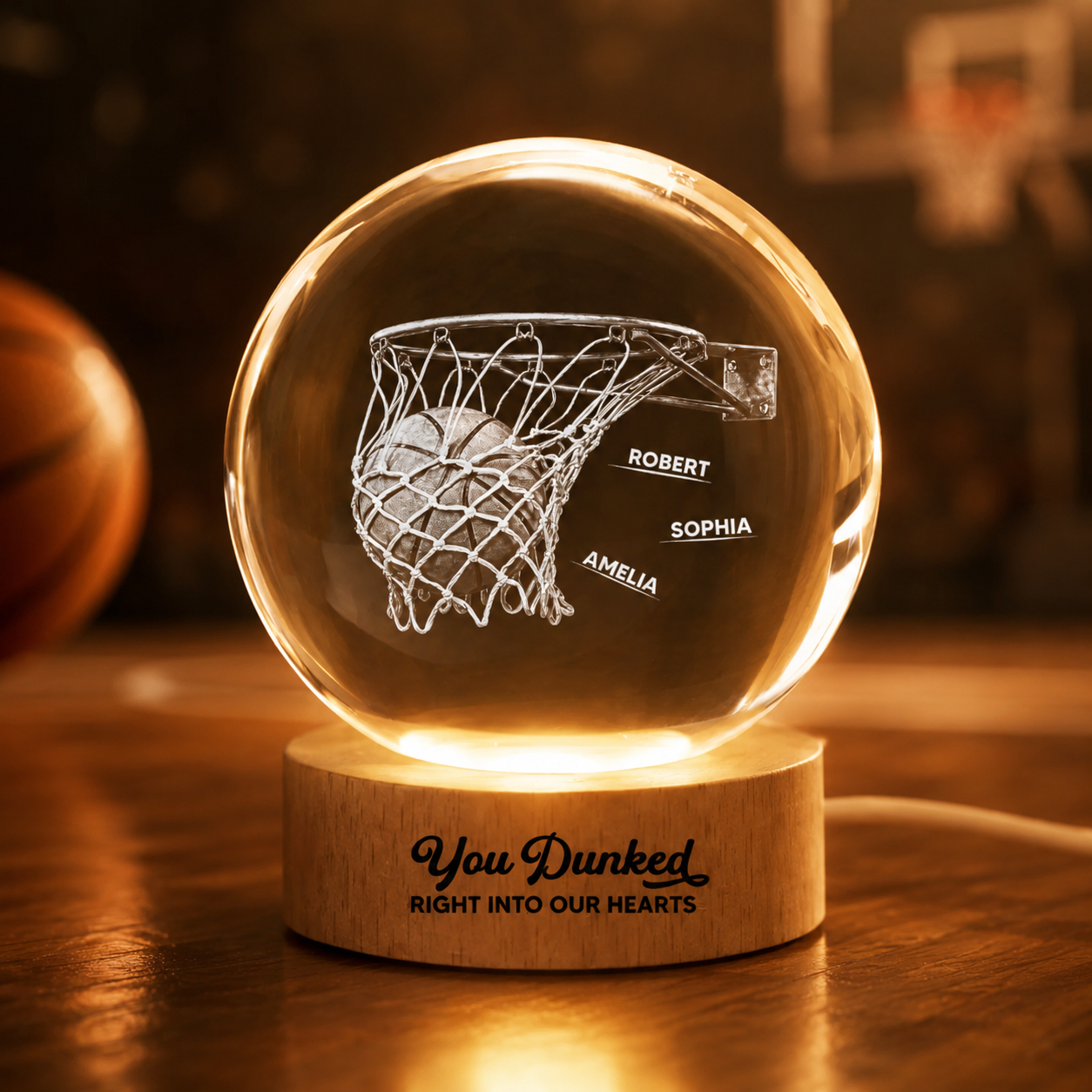 We Scored The Best Dad - Personalized Crystal Ball LED Night Light - Gift For Sport Dad | Soccer, UK Football, Baseball, Basketball, American Football