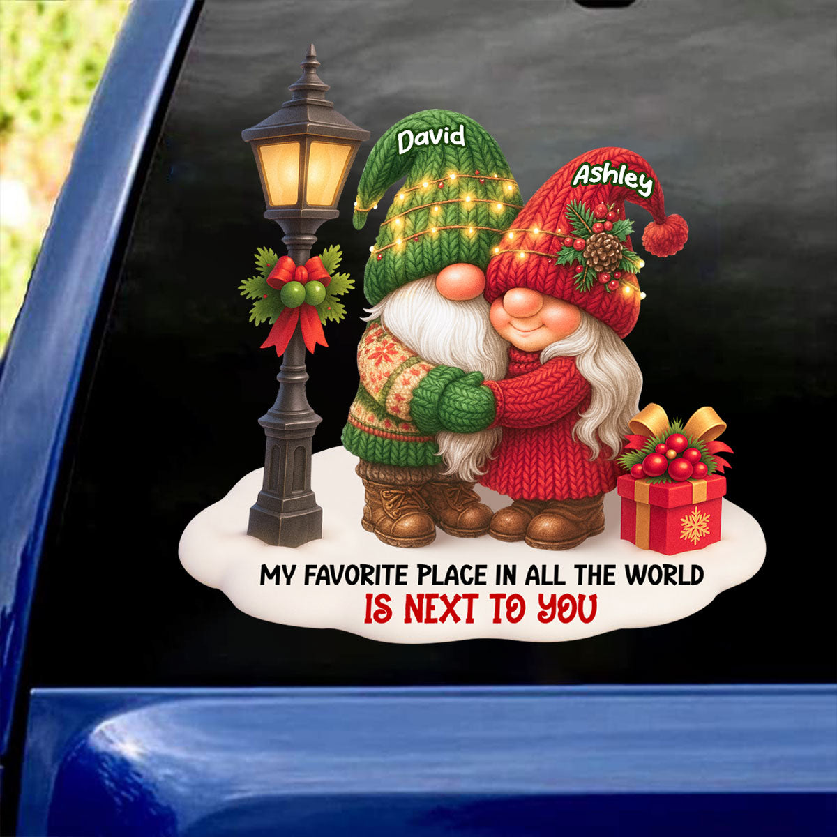 Gnome Christmas Couple Growing Old Together Personalized Decal, Gift for him, for her