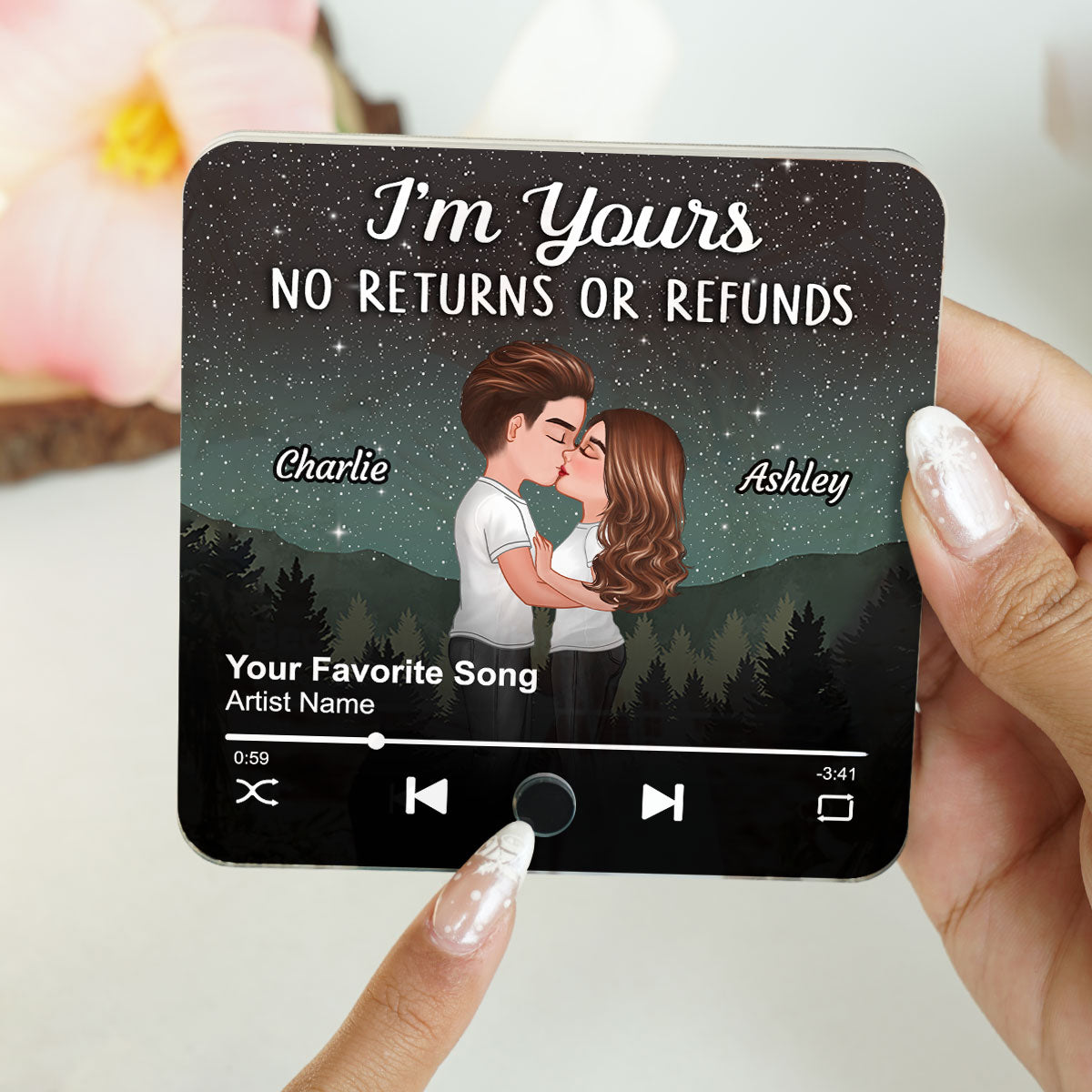 Couple Kissing Under Stars Personalized Music Fridge Magnet, Heartfelt 2025 Gift For Couple, For Him, For Her, Boyfriend, Girlfriend, Husband, Wife
