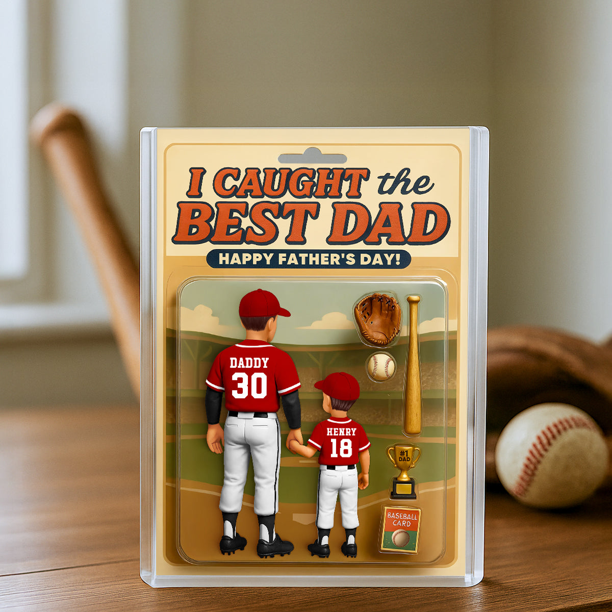We Caught the Best Dad Baseball Custom Figure Personalized Acrylic Block Plaque, Custom Jersey, Gift for Dad, Gift for Husband