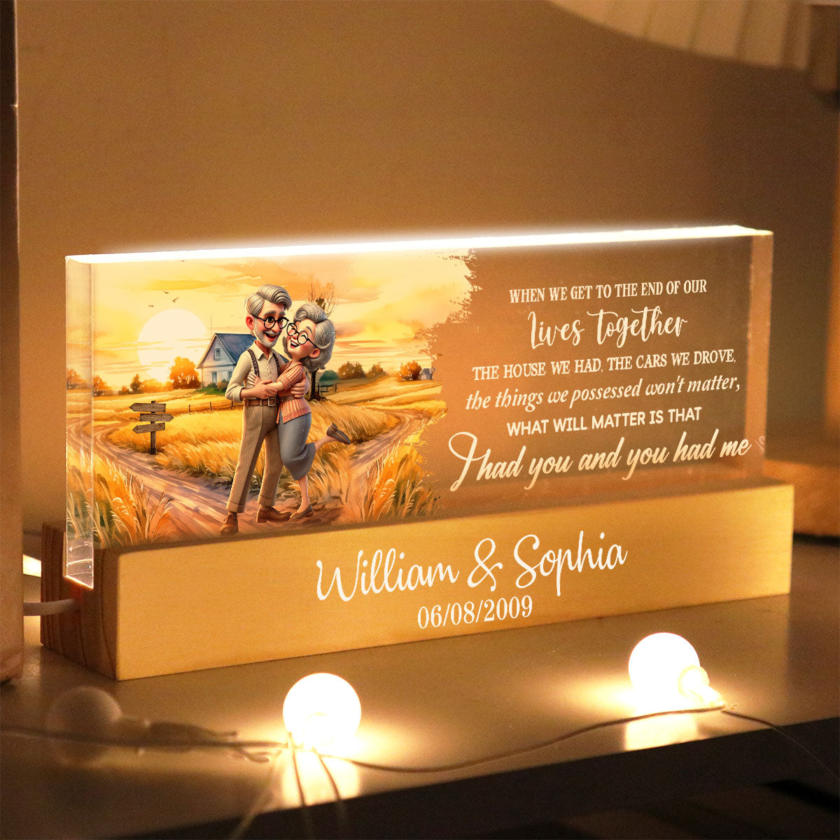 I Had You And You Had Me Happy Old Couple Personalized Acrylic Block LED Night Light, Anniversary For Him, For Her, Husband, Wife
