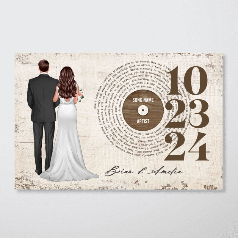Couple Anniversay Date Custom Vinyl Lyrics Personalized Poster, Wedding Song Dance, Gift for her & for him