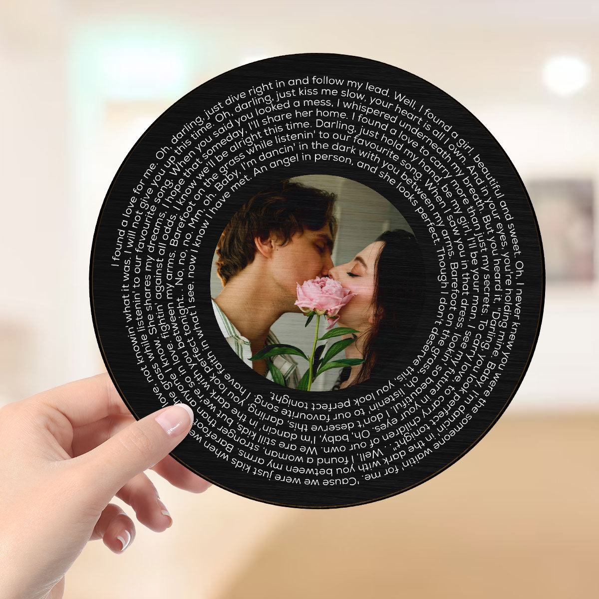 Upload Photo Black White Vinyl Record Personalized 2-Layer Wooden Plaque, Birthday Anniversary Gift For Couple, For Bestie
