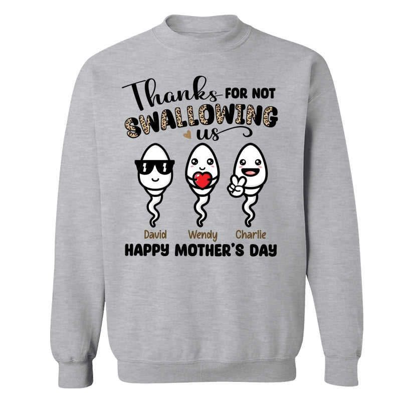Little Cute Kids Thanks For Not Swallowing Us Happy Mother‘s Day Funny Personalized Shirt