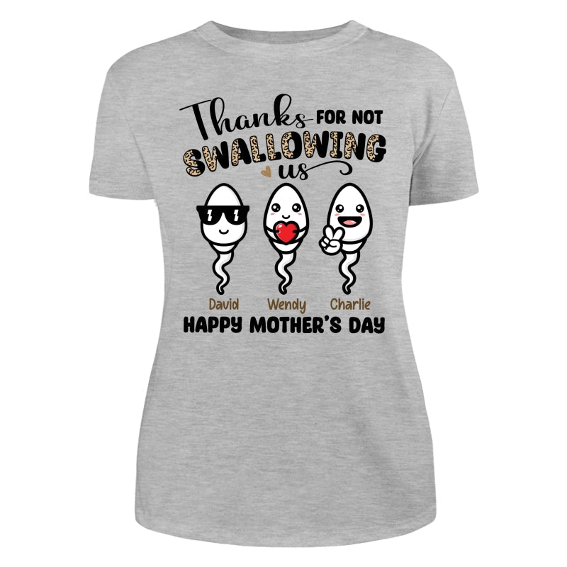 Little Cute Kids Thanks For Not Swallowing Us Happy Mother‘s Day Funny Personalized Shirt