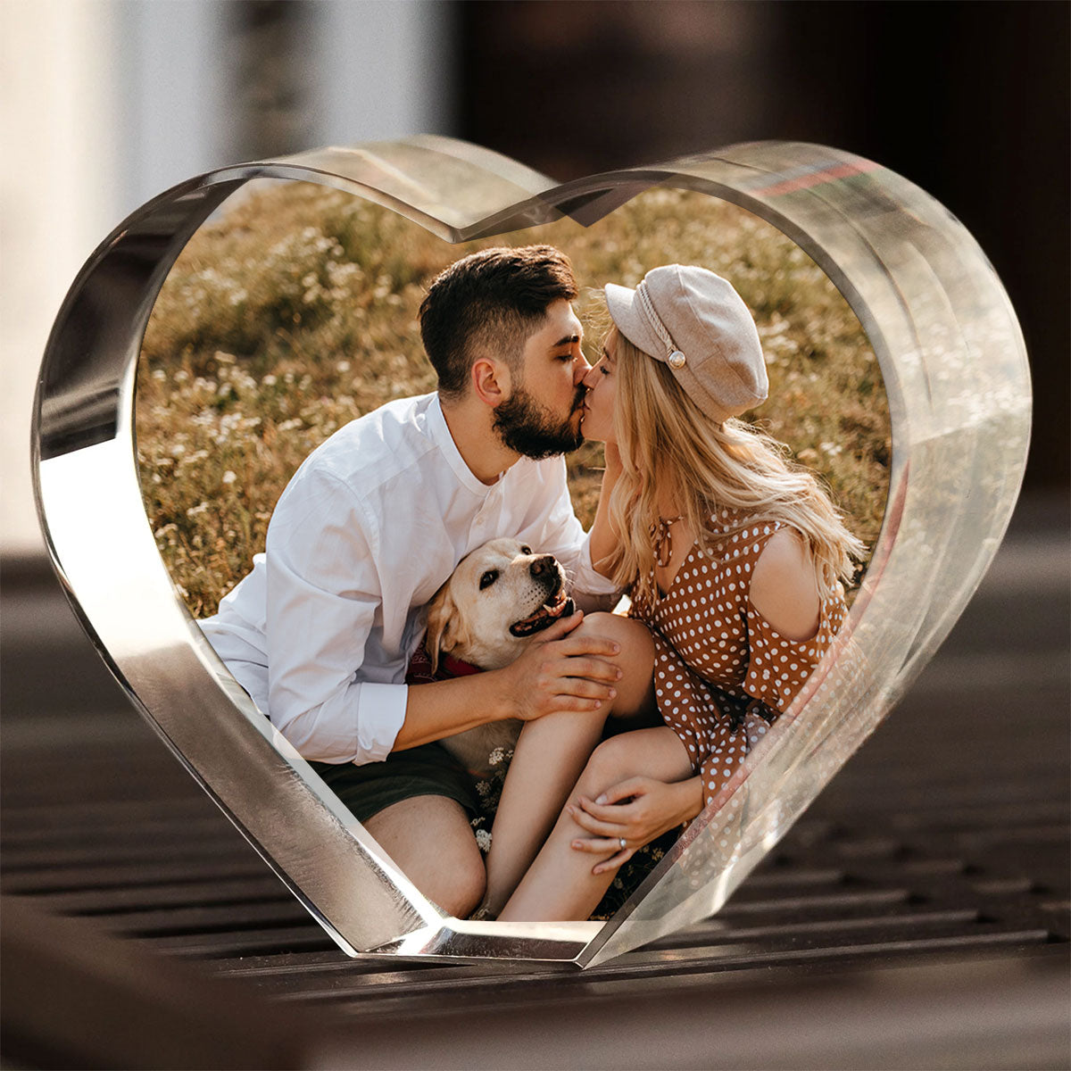 Personalized Photo Print Premium Crystal Heart Led, Created in a Moment, Treasured forever, gift for him, gift for her - Free Shipping included
