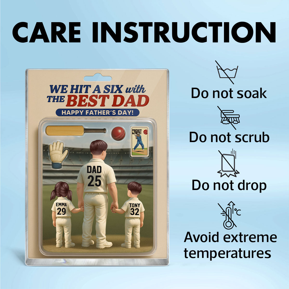 Hit A Six With The Best Dad Cricket Dad - Personalized Acrylic Block Plaque - Gift